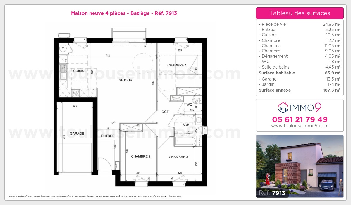 Plan et surfaces, Programme neuf Baziège Référence n° 7913