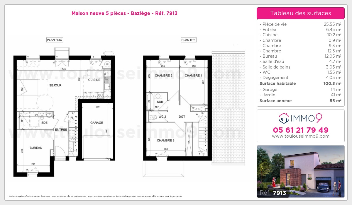 Plan et surfaces, Programme neuf Baziège Référence n° 7913