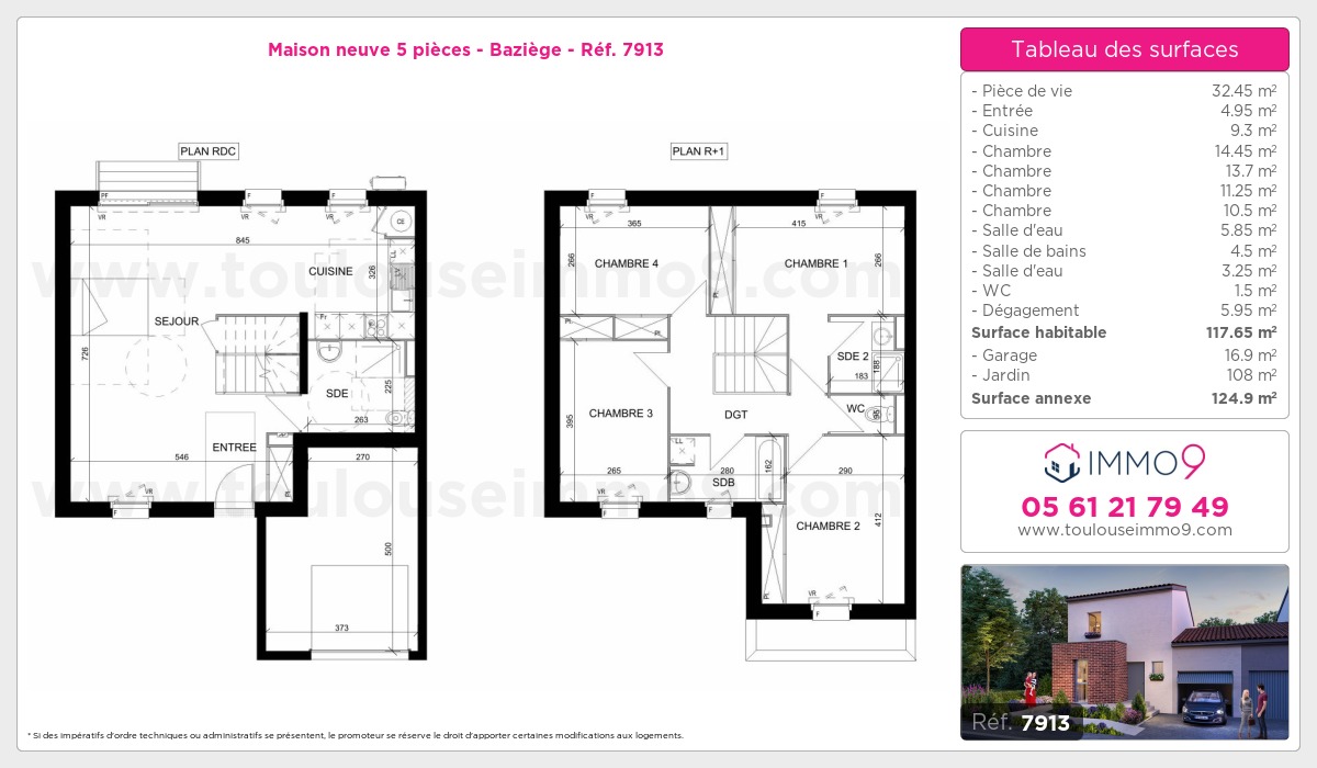 Plan et surfaces, Programme neuf Baziège Référence n° 7913