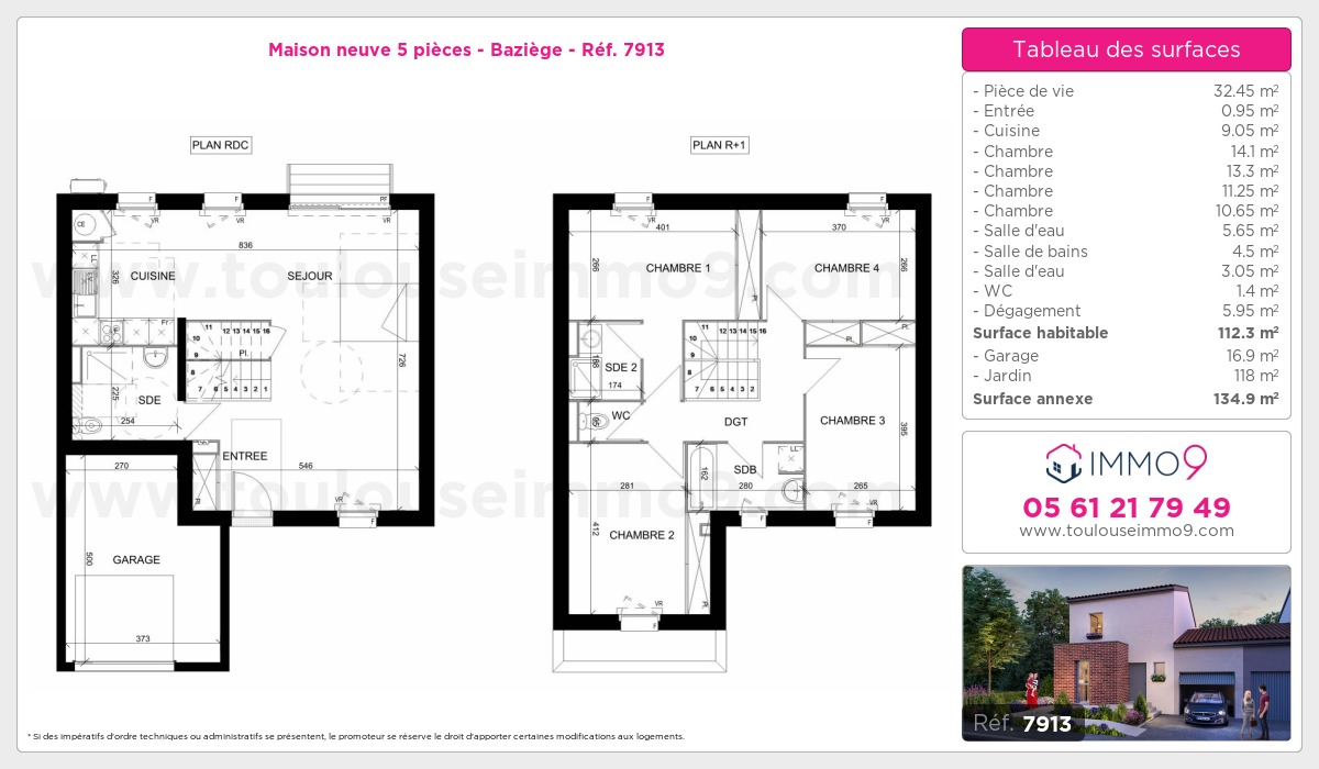 Plan et surfaces, Programme neuf Baziège Référence n° 7913