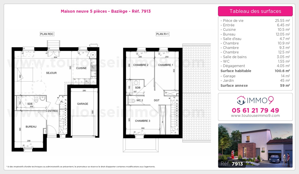Plan et surfaces, Programme neuf Baziège Référence n° 7913