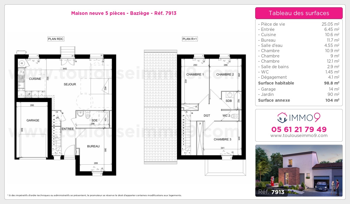 Plan et surfaces, Programme neuf Baziège Référence n° 7913