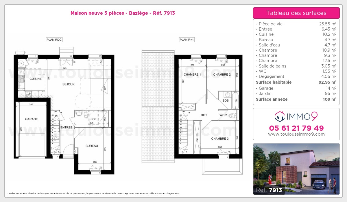 Plan et surfaces, Programme neuf Baziège Référence n° 7913