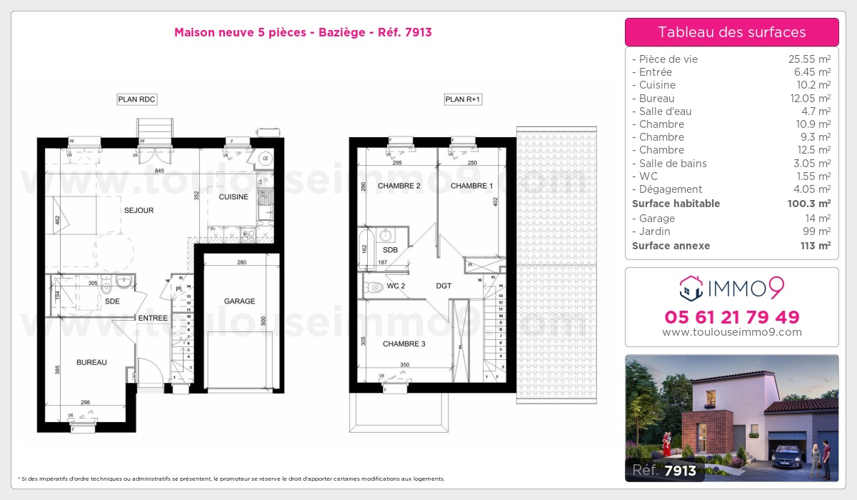 Plan et surfaces, Programme neuf Baziège Référence n° 7913