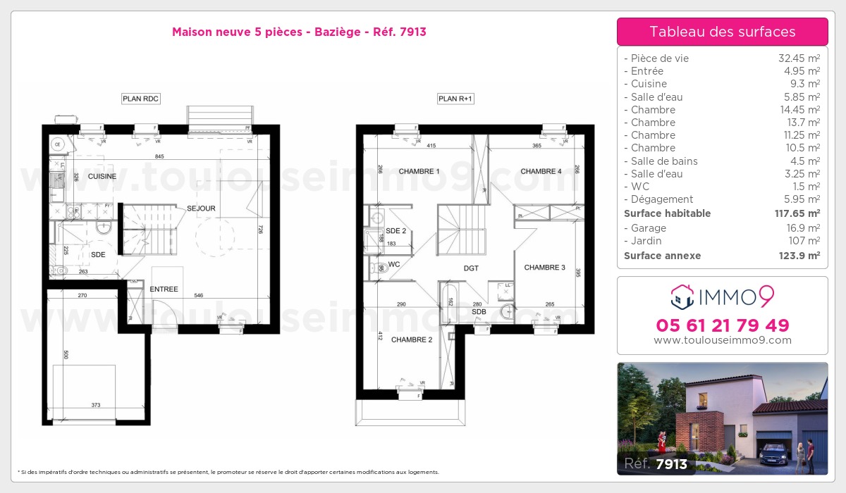 Plan et surfaces, Programme neuf Baziège Référence n° 7913