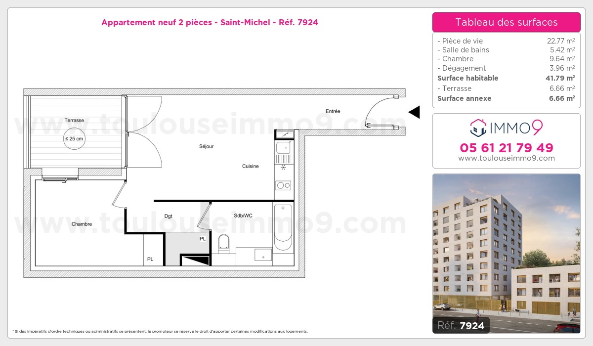 Plan et surfaces, Programme neuf Toulouse : Saint-Michel Référence n° 7924