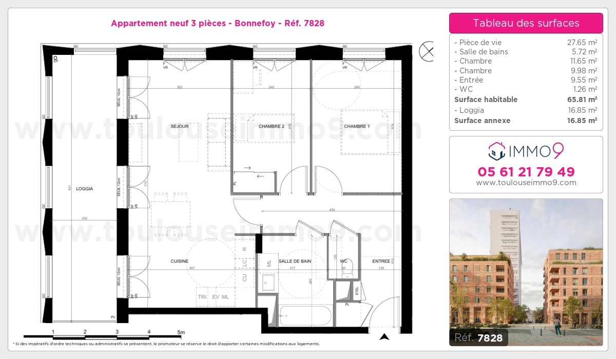 Plan et surfaces, Programme neuf Toulouse : Bonnefoy Référence n° 7828