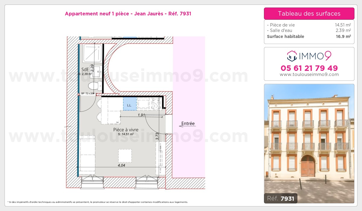 Plan et surfaces, Programme neuf Toulouse : Jean Jaurès Référence n° 7931