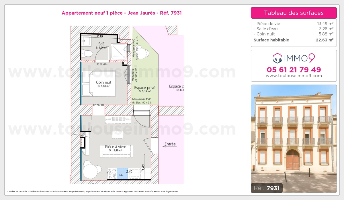 Plan et surfaces, Programme neuf Toulouse : Jean Jaurès Référence n° 7931
