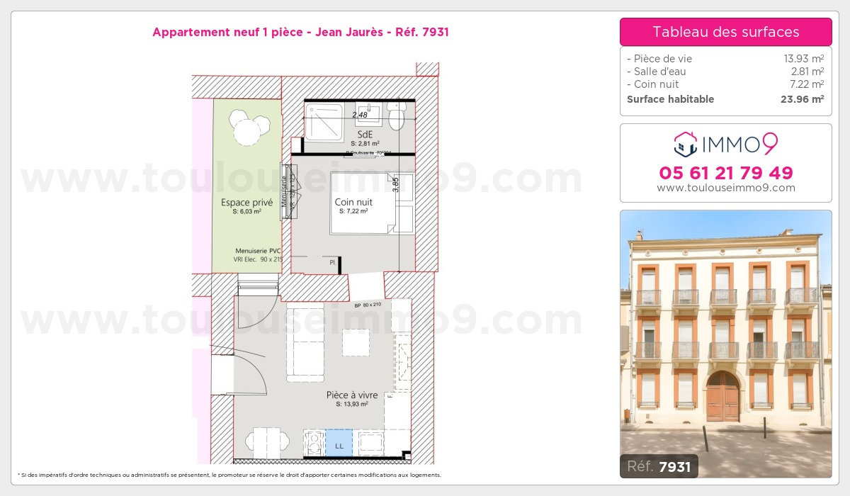 Plan et surfaces, Programme neuf Toulouse : Jean Jaurès Référence n° 7931