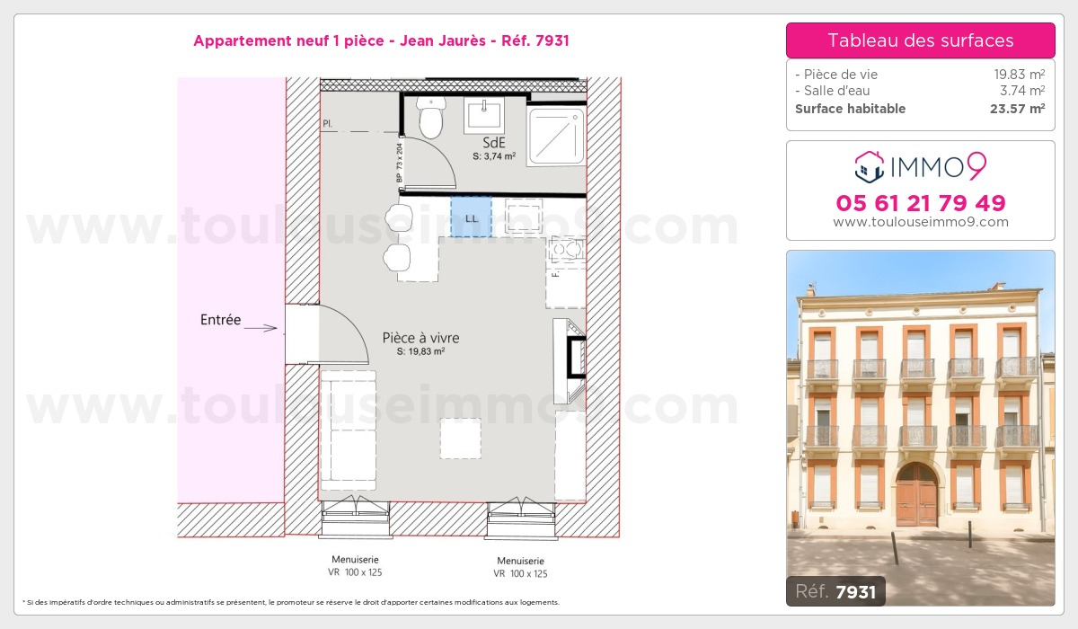 Plan et surfaces, Programme neuf Toulouse : Jean Jaurès Référence n° 7931