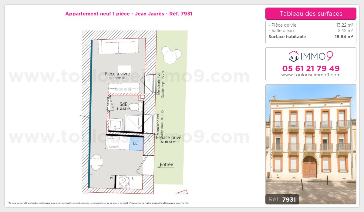 Plan et surfaces, Programme neuf Toulouse : Jean Jaurès Référence n° 7931