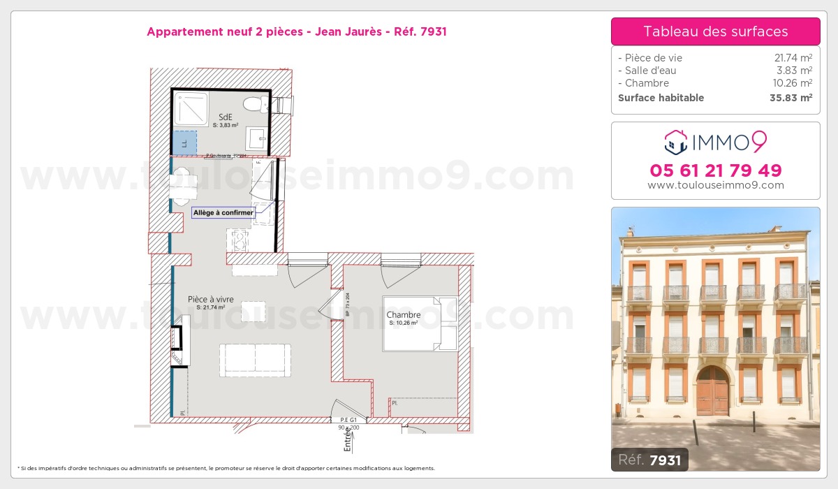 Plan et surfaces, Programme neuf Toulouse : Jean Jaurès Référence n° 7931