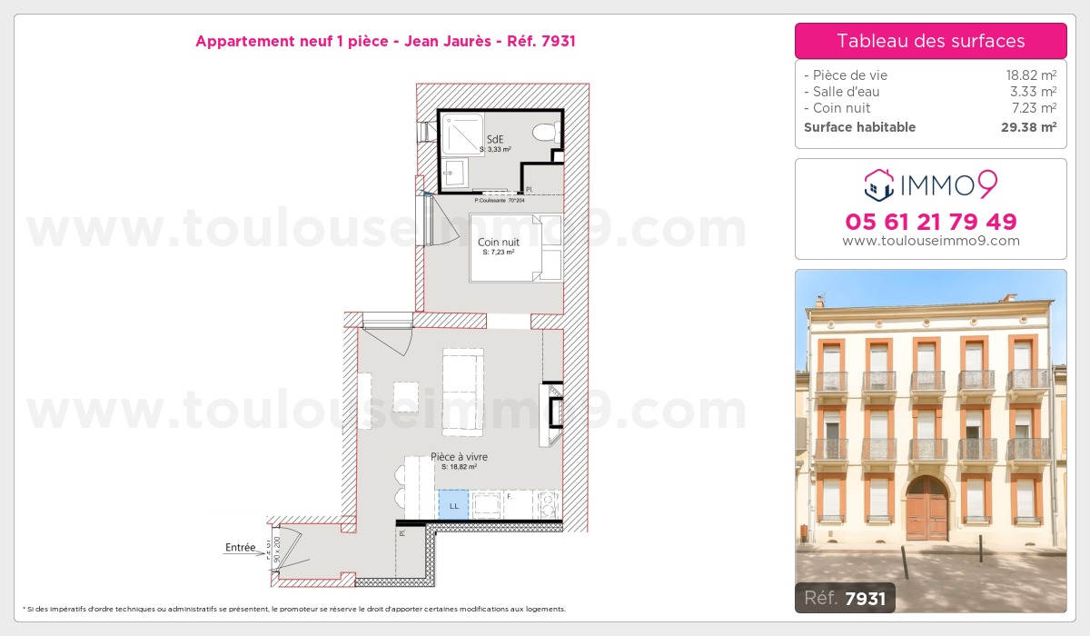 Plan et surfaces, Programme neuf Toulouse : Jean Jaurès Référence n° 7931