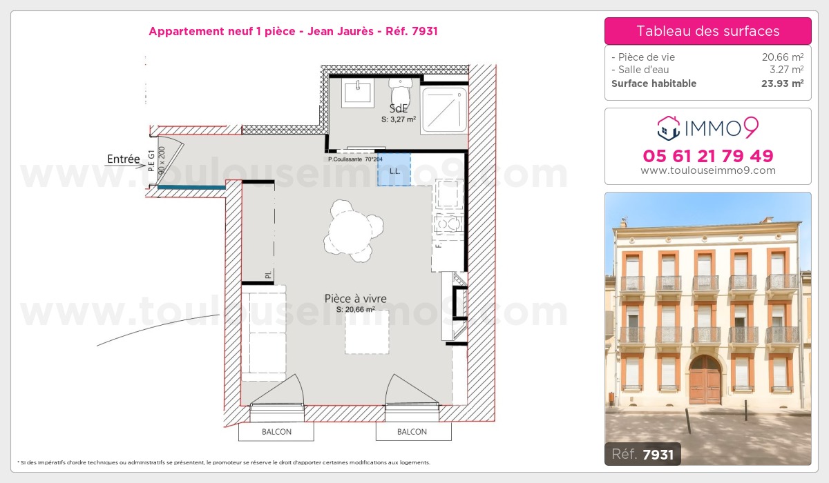Plan et surfaces, Programme neuf Toulouse : Jean Jaurès Référence n° 7931