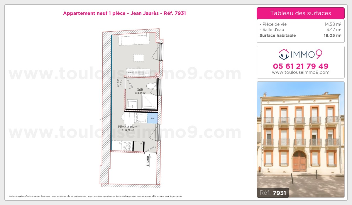 Plan et surfaces, Programme neuf Toulouse : Jean Jaurès Référence n° 7931