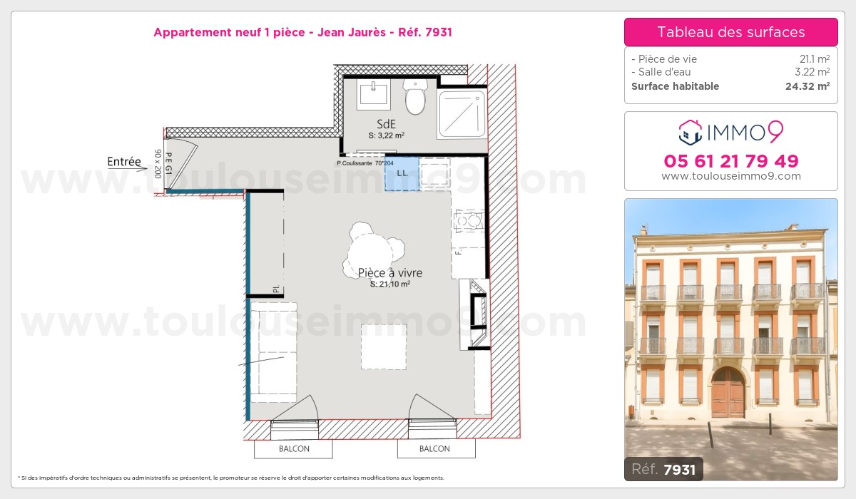 Plan et surfaces, Programme neuf Toulouse : Jean Jaurès Référence n° 7931