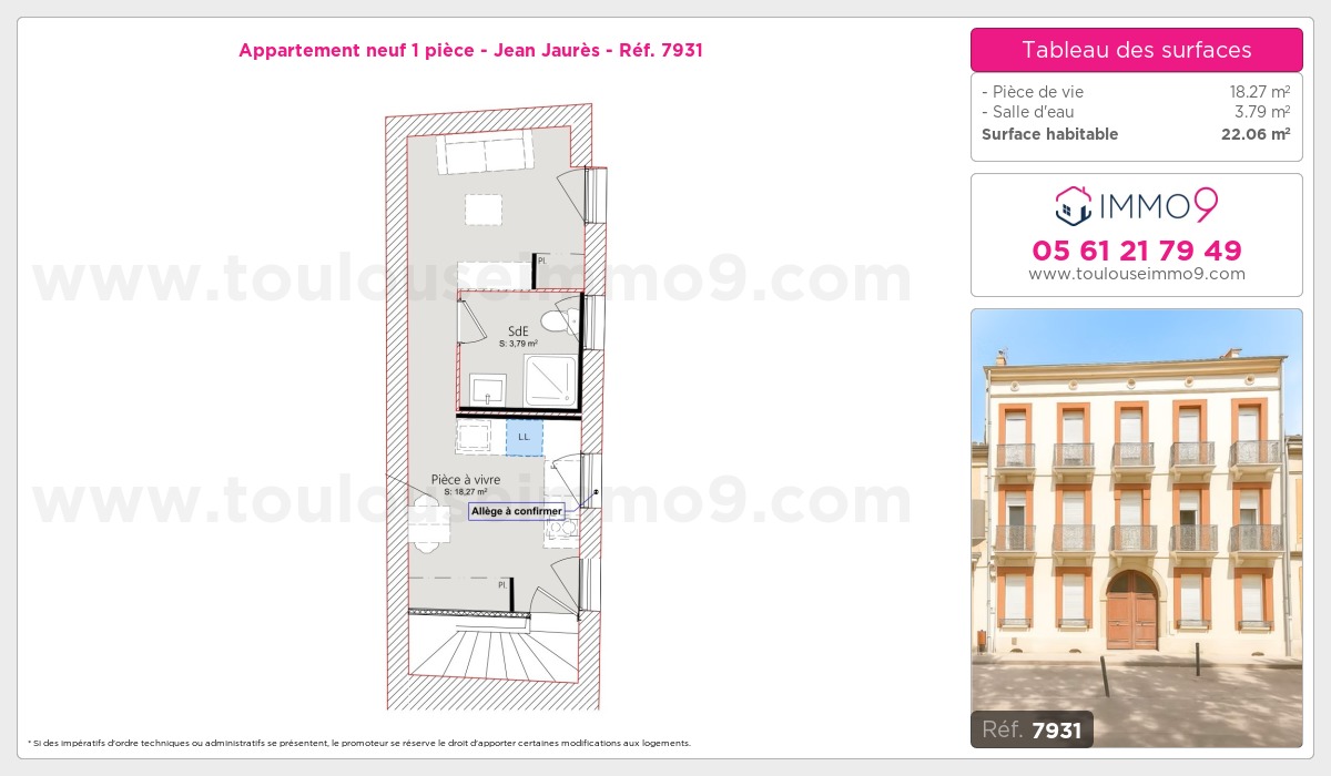Plan et surfaces, Programme neuf Toulouse : Jean Jaurès Référence n° 7931