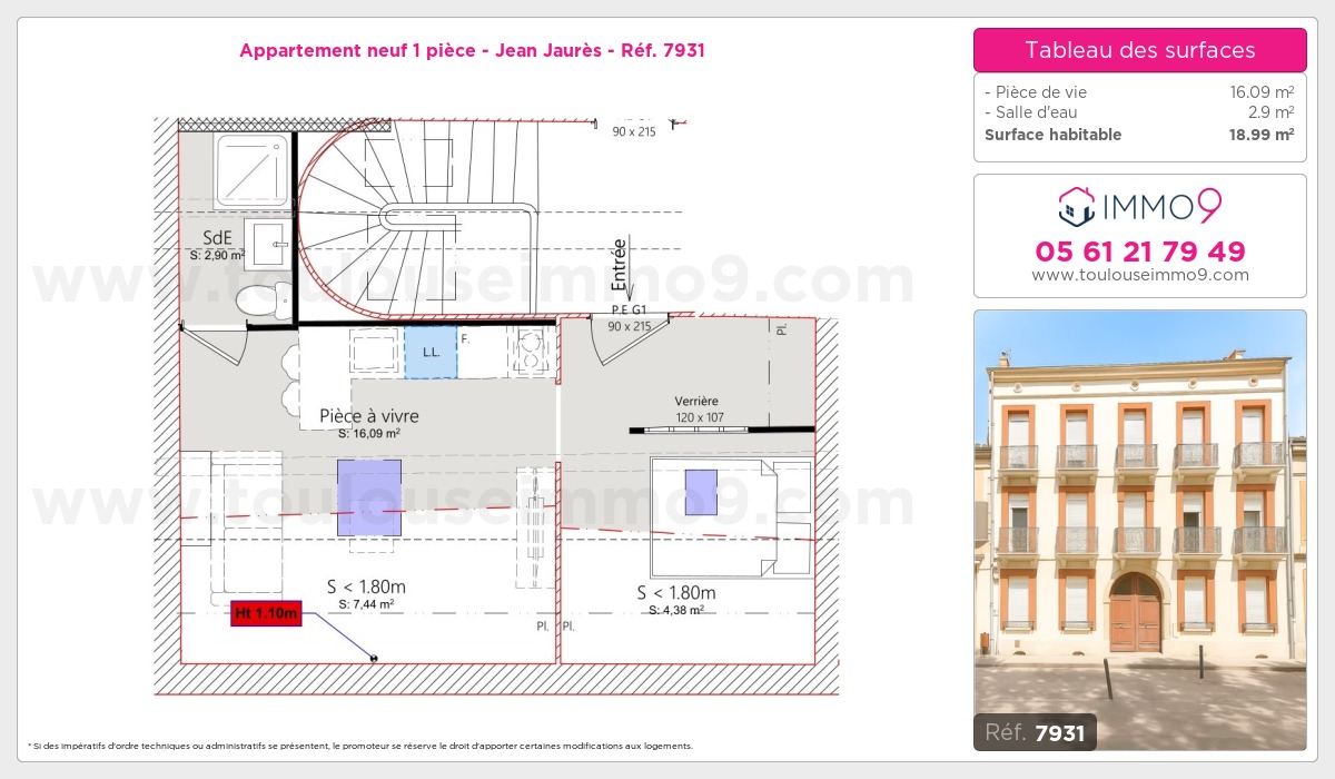 Plan et surfaces, Programme neuf Toulouse : Jean Jaurès Référence n° 7931