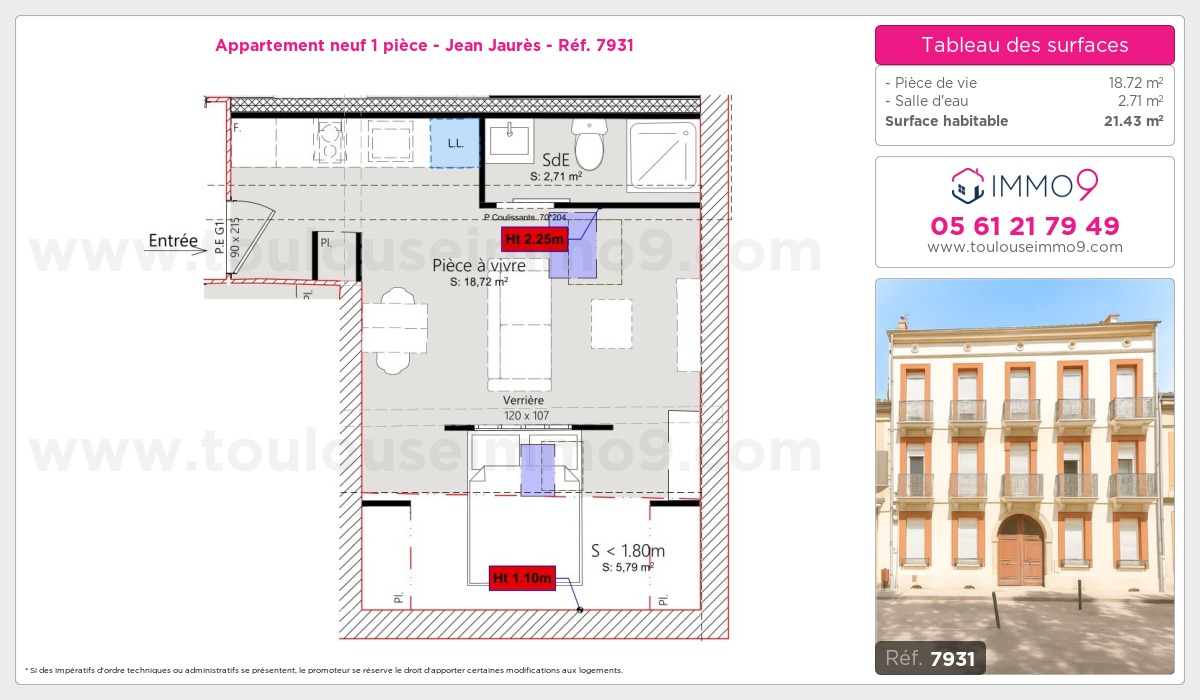Plan et surfaces, Programme neuf Toulouse : Jean Jaurès Référence n° 7931