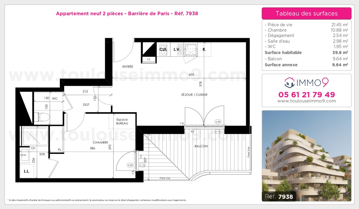 Plan et surfaces, Programme neuf Toulouse : Barrière de Paris Référence n° 7938