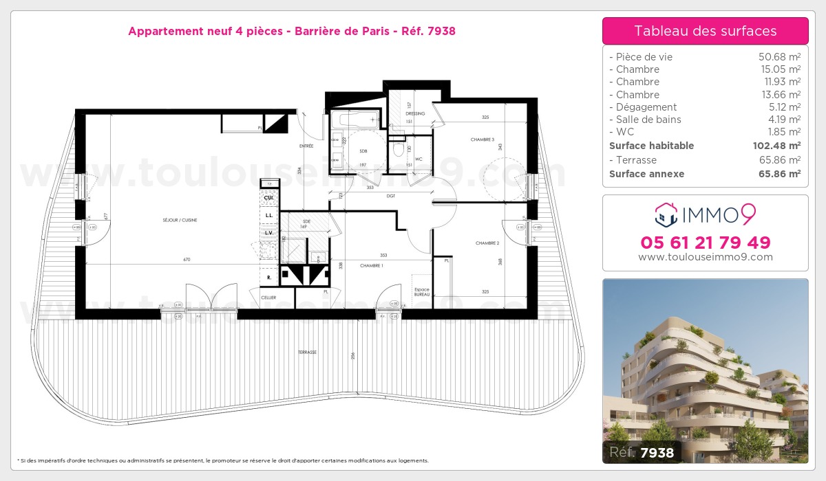Plan et surfaces, Programme neuf Toulouse : Barrière de Paris Référence n° 7938