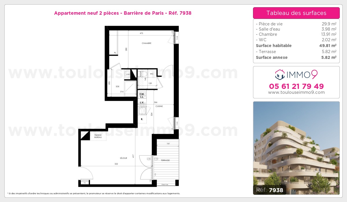 Plan et surfaces, Programme neuf Toulouse : Barrière de Paris Référence n° 7938