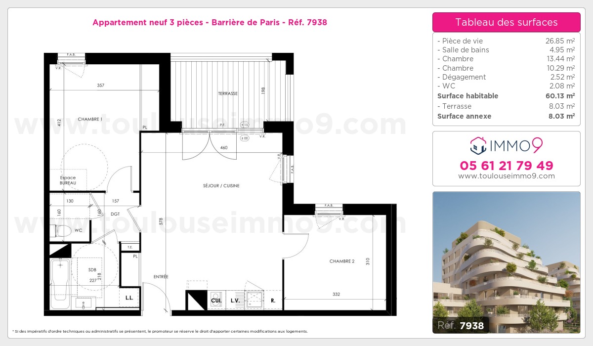 Plan et surfaces, Programme neuf Toulouse : Barrière de Paris Référence n° 7938