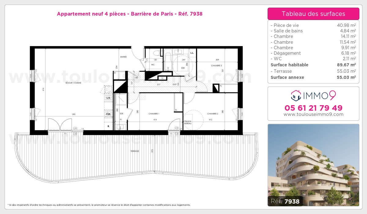 Plan et surfaces, Programme neuf Toulouse : Barrière de Paris Référence n° 7938