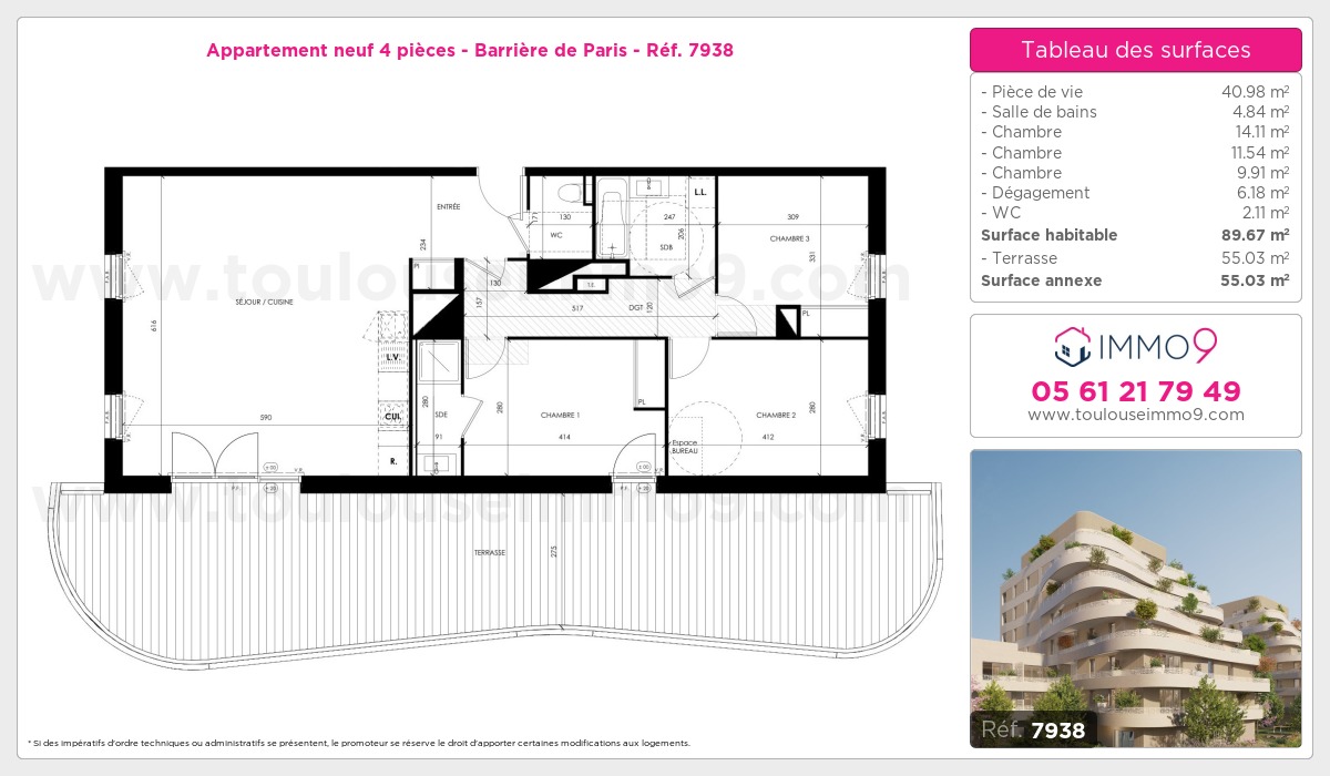 Plan et surfaces, Programme neuf Toulouse : Barrière de Paris Référence n° 7938