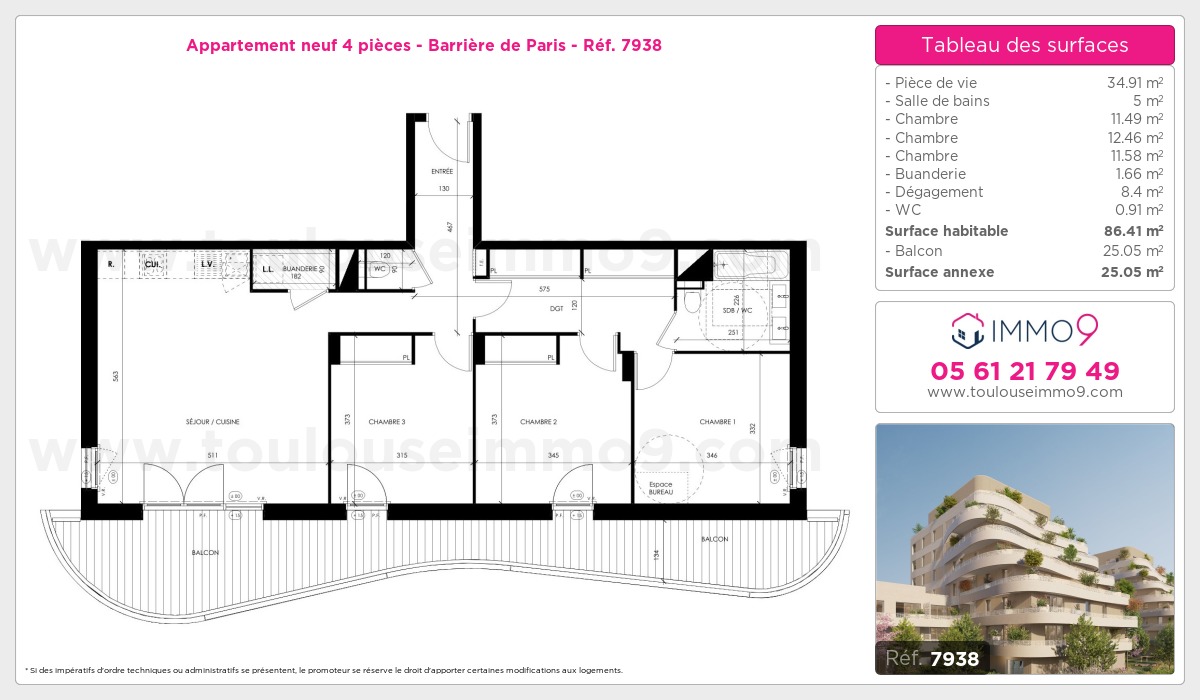 Plan et surfaces, Programme neuf Toulouse : Barrière de Paris Référence n° 7938