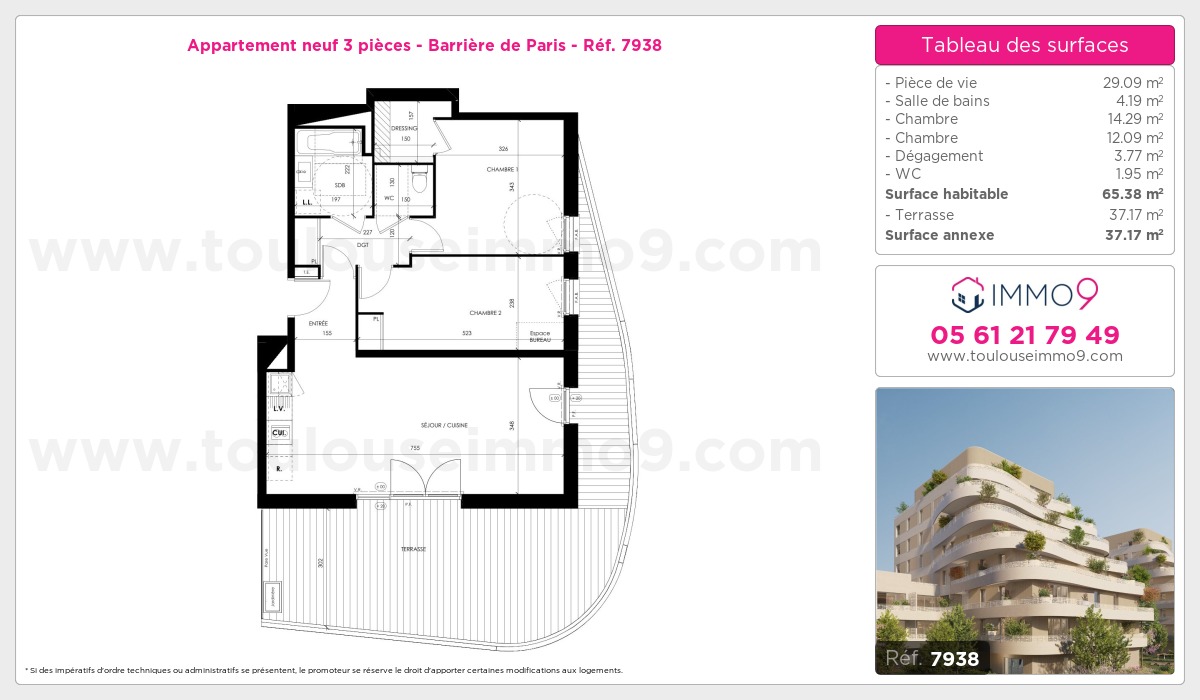 Plan et surfaces, Programme neuf Toulouse : Barrière de Paris Référence n° 7938
