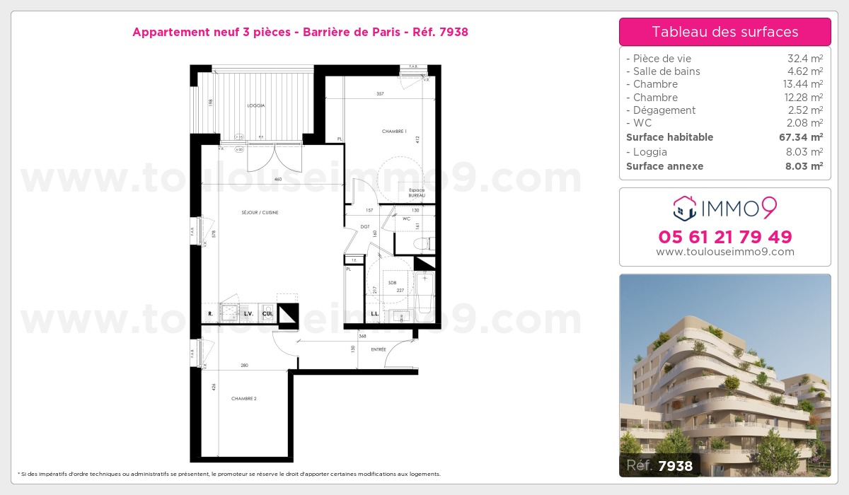Plan et surfaces, Programme neuf Toulouse : Barrière de Paris Référence n° 7938
