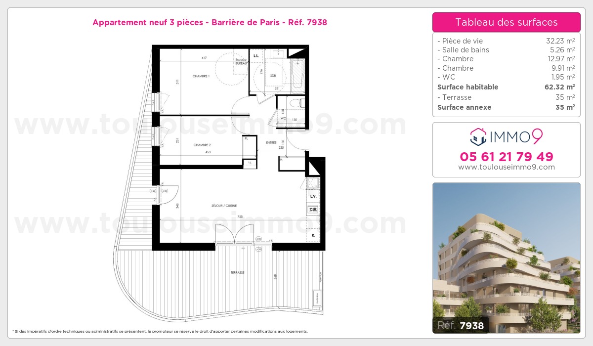 Plan et surfaces, Programme neuf Toulouse : Barrière de Paris Référence n° 7938