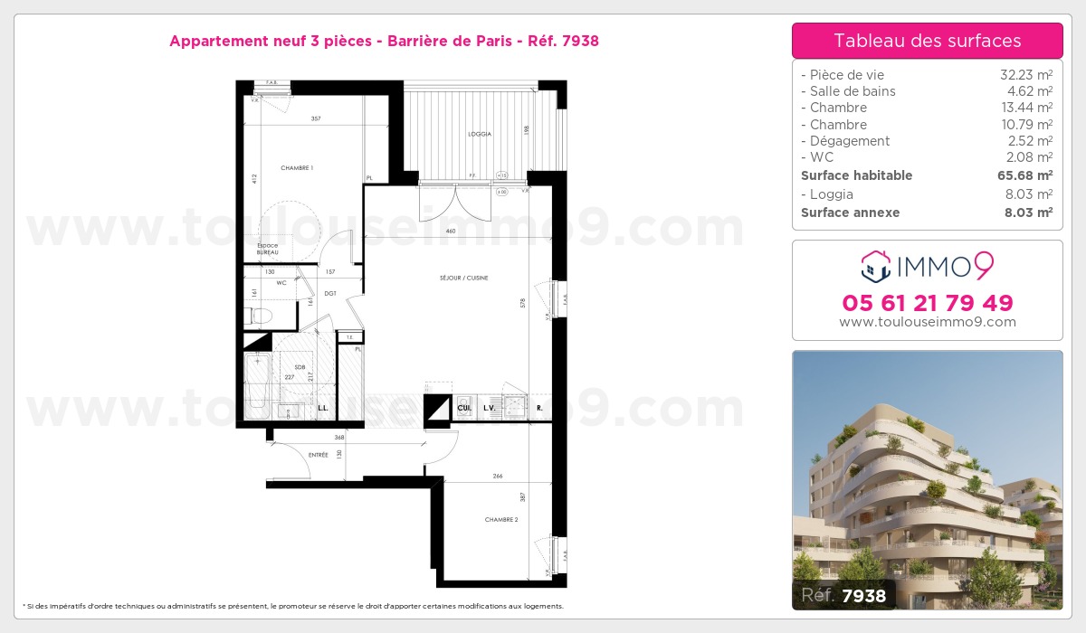Plan et surfaces, Programme neuf Toulouse : Barrière de Paris Référence n° 7938