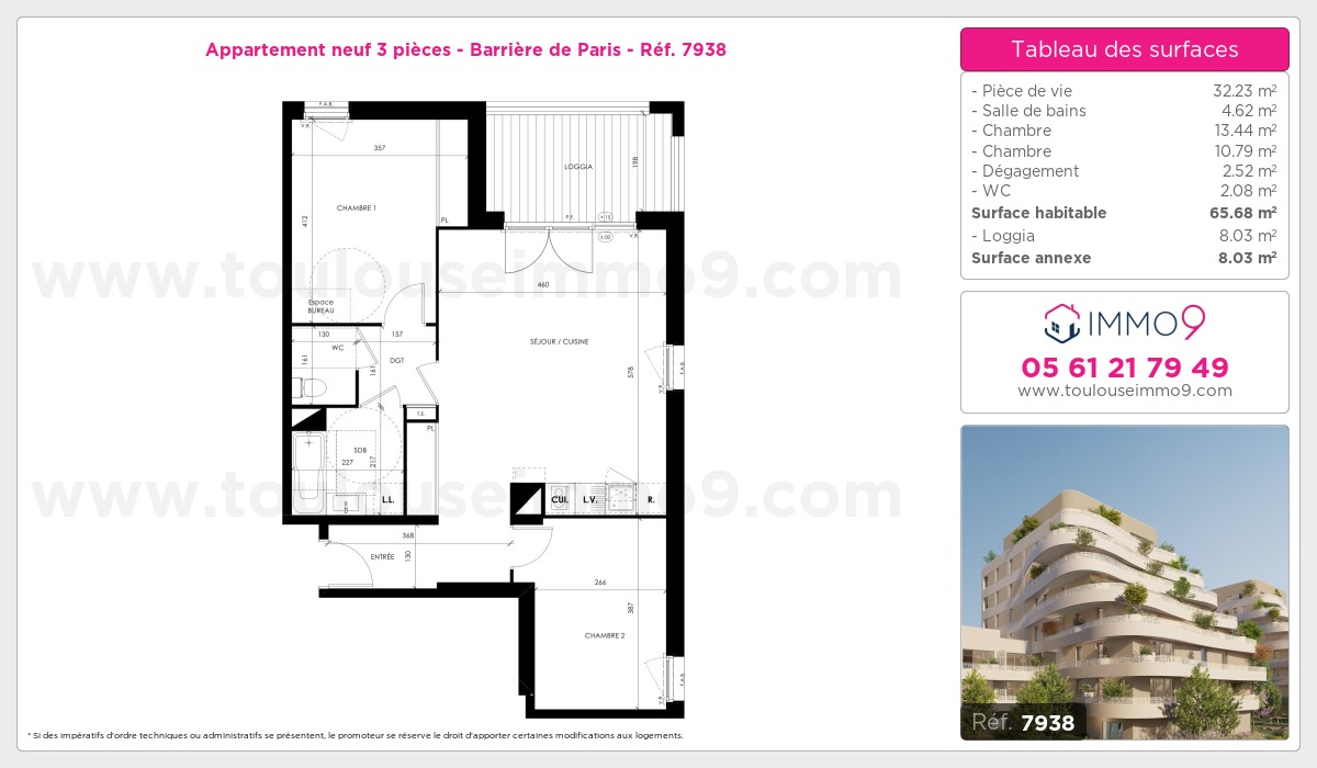 Plan et surfaces, Programme neuf Toulouse : Barrière de Paris Référence n° 7938