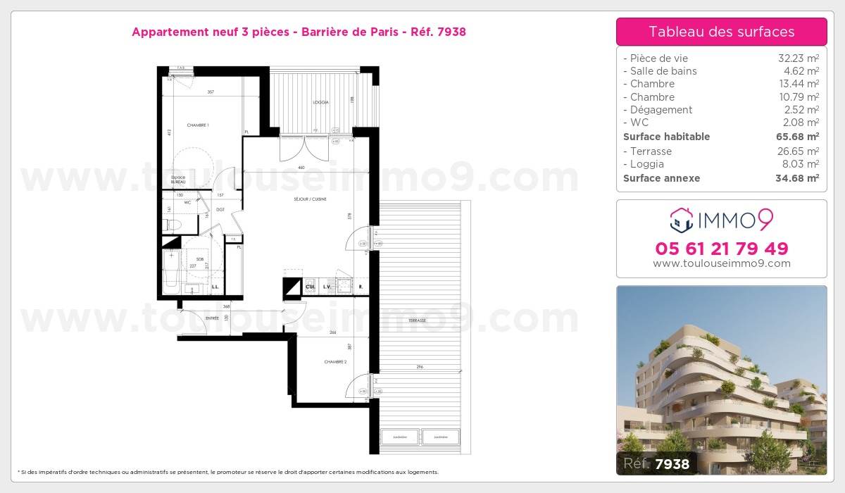 Plan et surfaces, Programme neuf Toulouse : Barrière de Paris Référence n° 7938