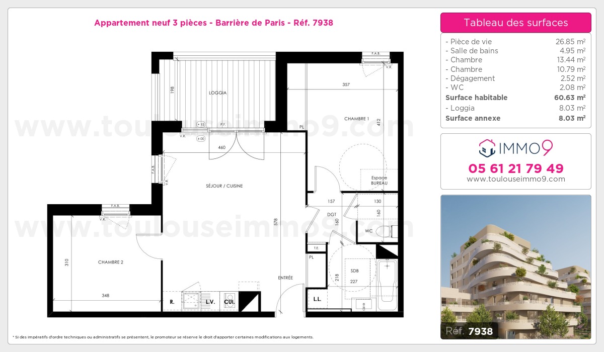 Plan et surfaces, Programme neuf Toulouse : Barrière de Paris Référence n° 7938