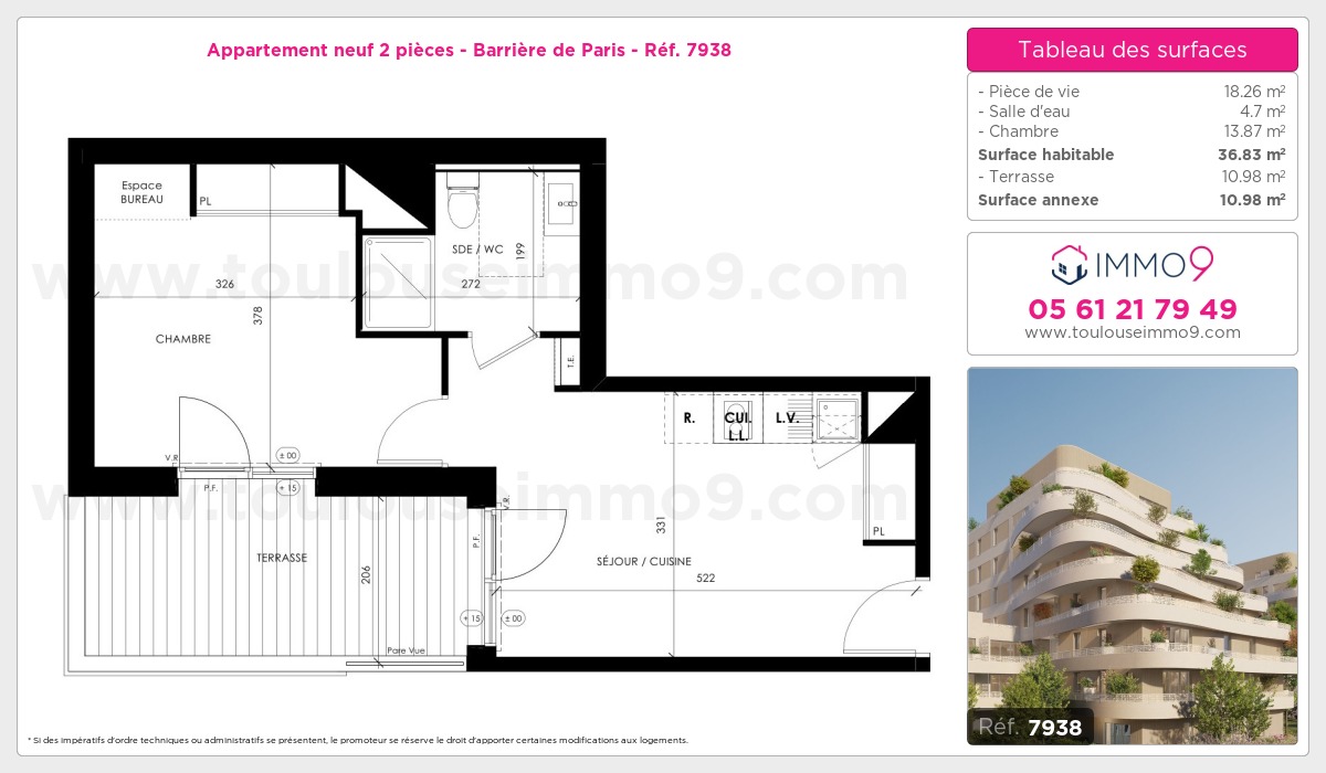 Plan et surfaces, Programme neuf Toulouse : Barrière de Paris Référence n° 7938