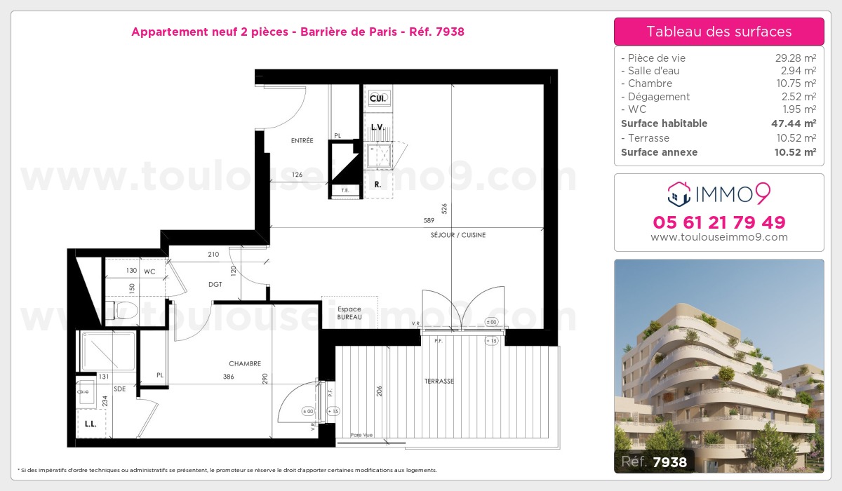 Plan et surfaces, Programme neuf Toulouse : Barrière de Paris Référence n° 7938