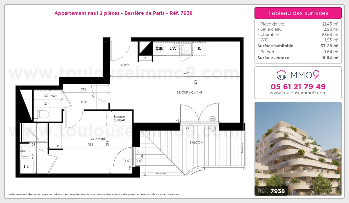 Plan et surfaces, Programme neuf Toulouse : Barrière de Paris Référence n° 7938