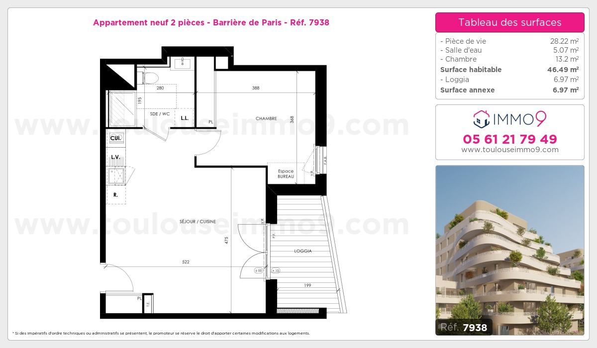 Plan et surfaces, Programme neuf Toulouse : Barrière de Paris Référence n° 7938