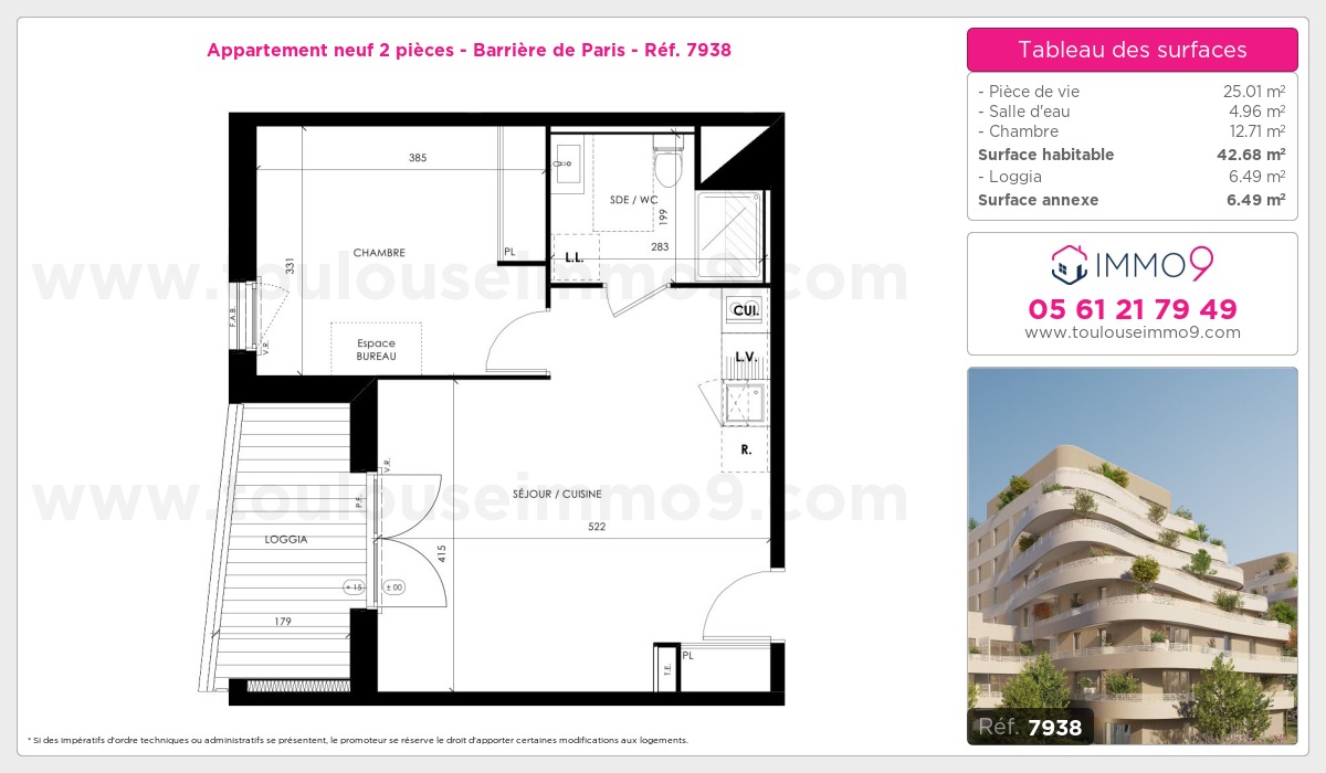 Plan et surfaces, Programme neuf Toulouse : Barrière de Paris Référence n° 7938
