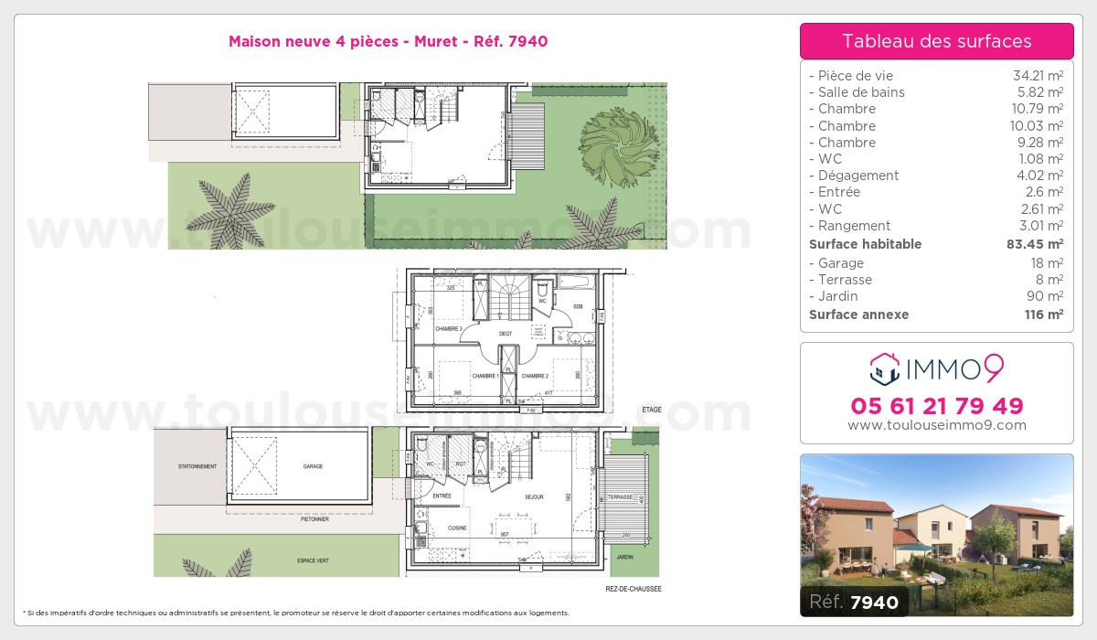 Plan et surfaces, Programme neuf Muret Référence n° 7940