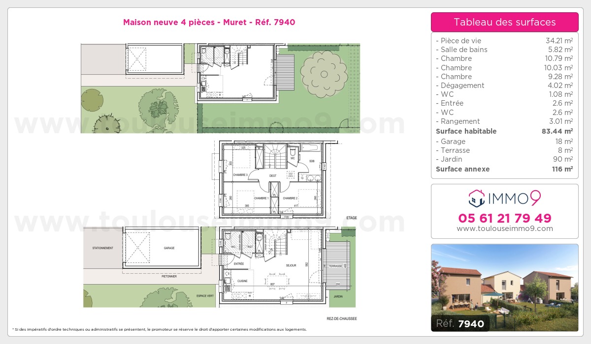 Plan et surfaces, Programme neuf Muret Référence n° 7940