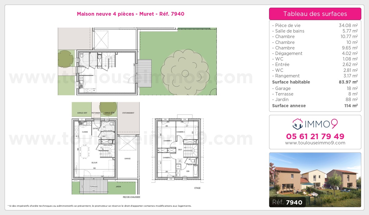 Plan et surfaces, Programme neuf Muret Référence n° 7940