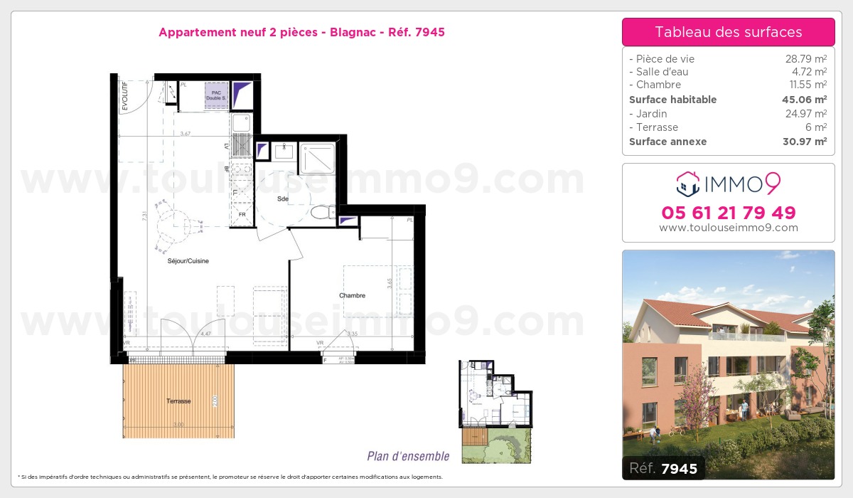 Plan et surfaces, Programme neuf Blagnac Référence n° 7945