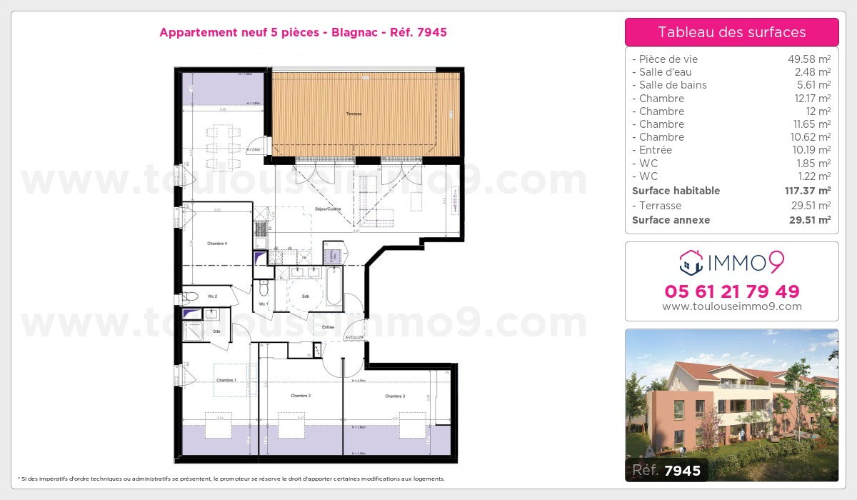 Plan et surfaces, Programme neuf Blagnac Référence n° 7945