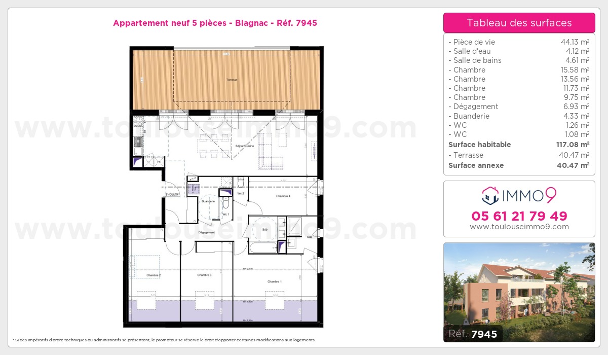 Plan et surfaces, Programme neuf Blagnac Référence n° 7945