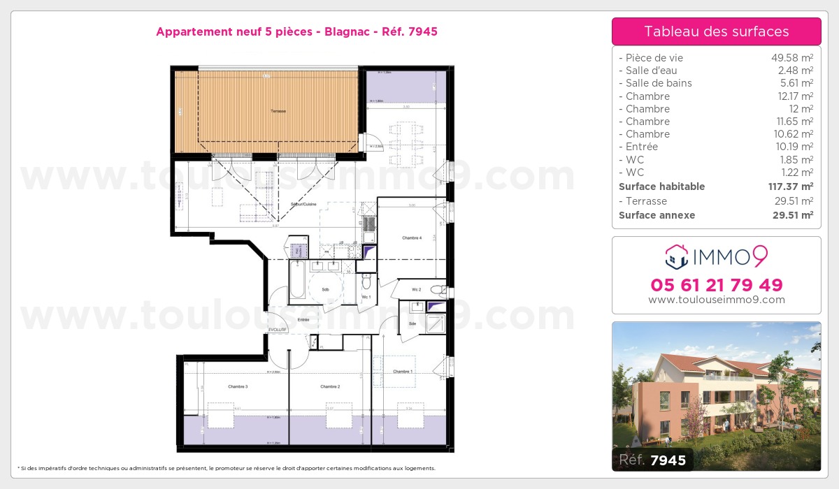 Plan et surfaces, Programme neuf Blagnac Référence n° 7945
